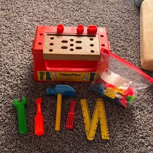 Vintage 1980 Fisher-Price Colorful Tool Bench Set